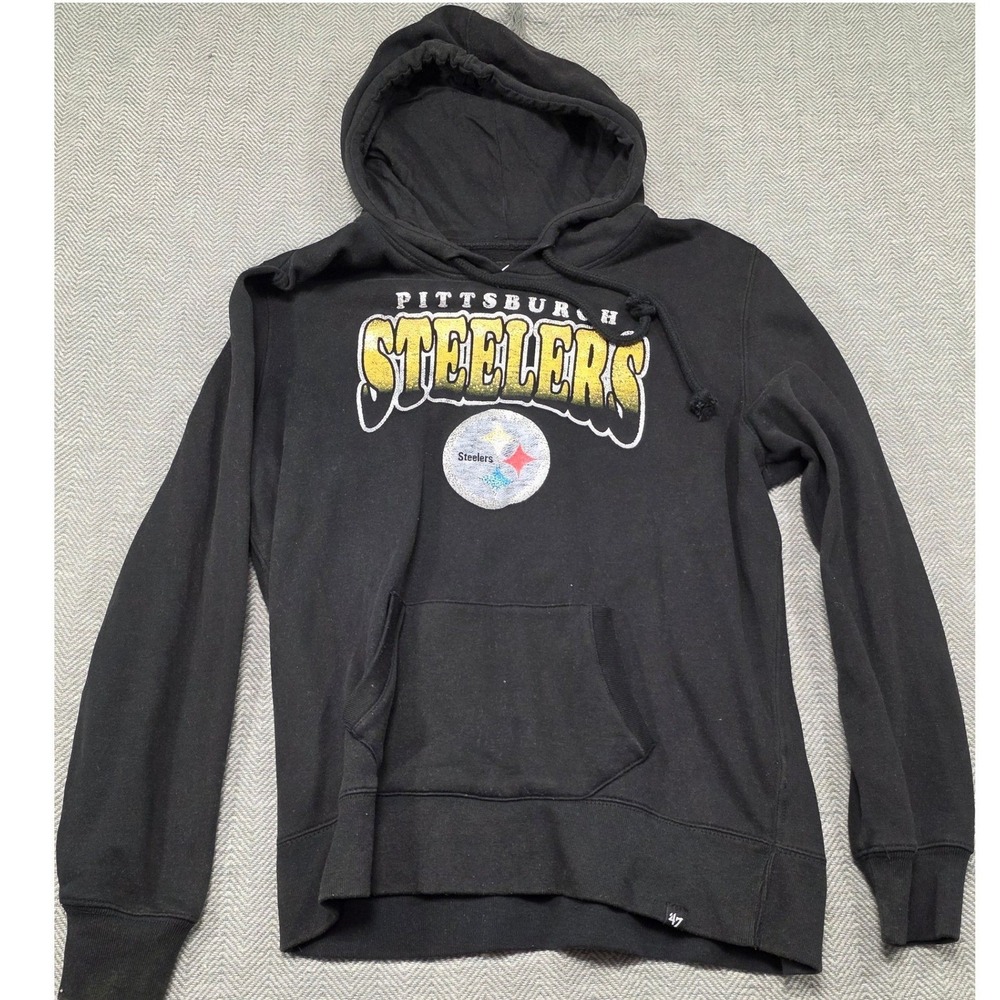 47 Brand Pittsburgh Steelers Womens Black Hoodie Pullover X Large NFL